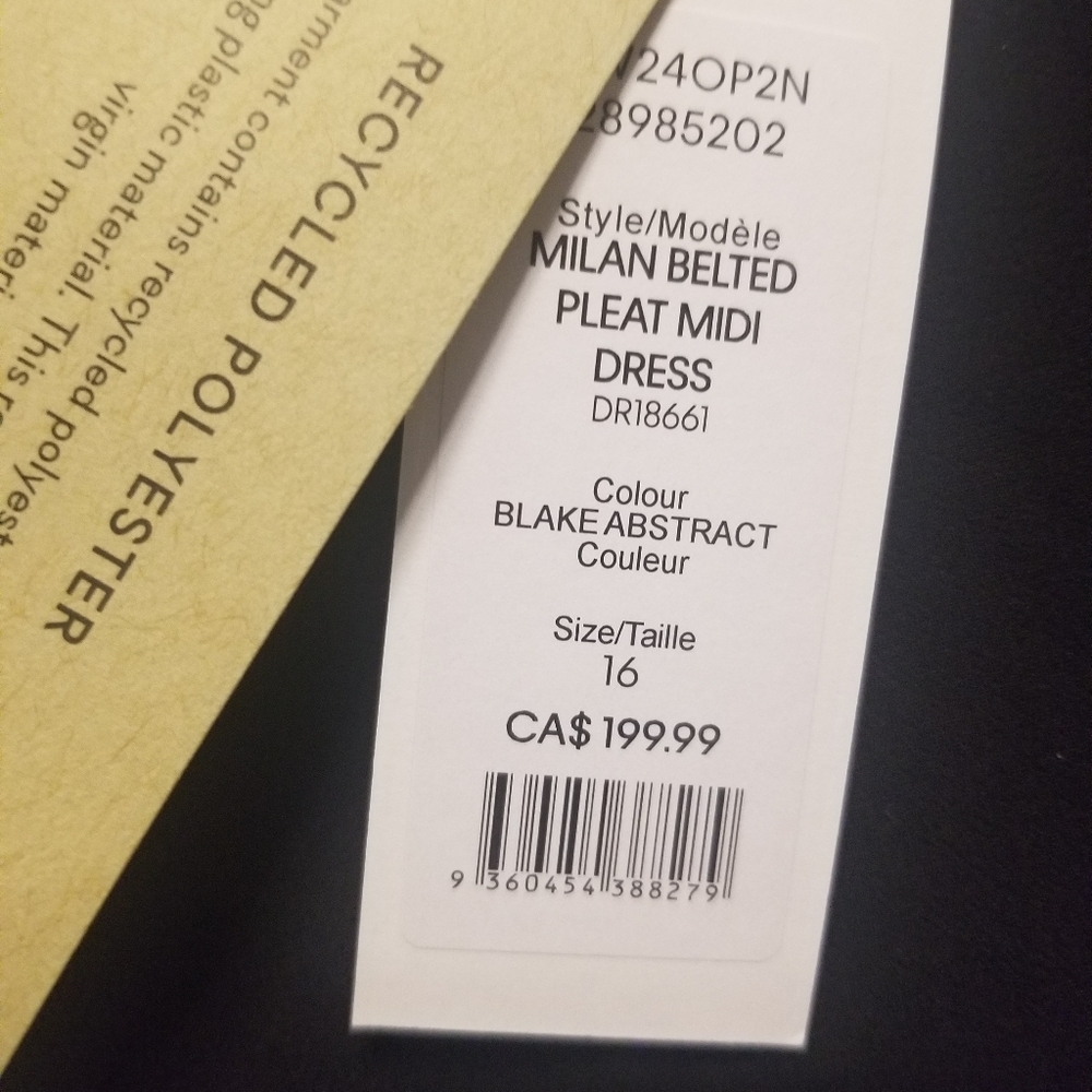 Ever New Pleated Black/Beige V-neckline with an Asymmetrical Hemline Dress s16 - Picture 10 of 12
